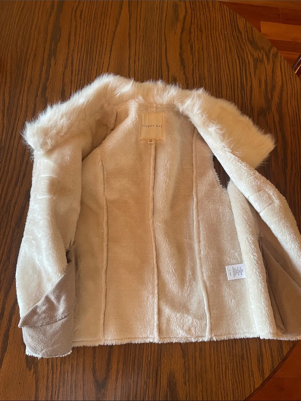 Copper Key Cream Faux Fur Collar Vest